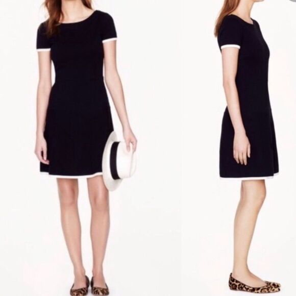 J. Crew Tipped Gamine Ponte Dress 6 Navy - Picture 3 of 9